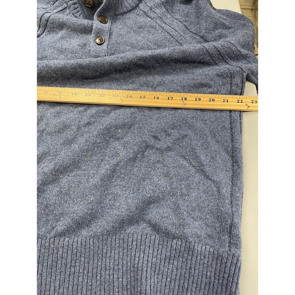 Banana Republic Sweater Men Large Blue Wool Blend Fisherman Quiet Luxury Minimal - Picture 7 of 9